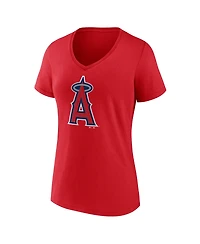 Logo Athletic Women's Red Los Angeles Angels V-Neck T-Shirt