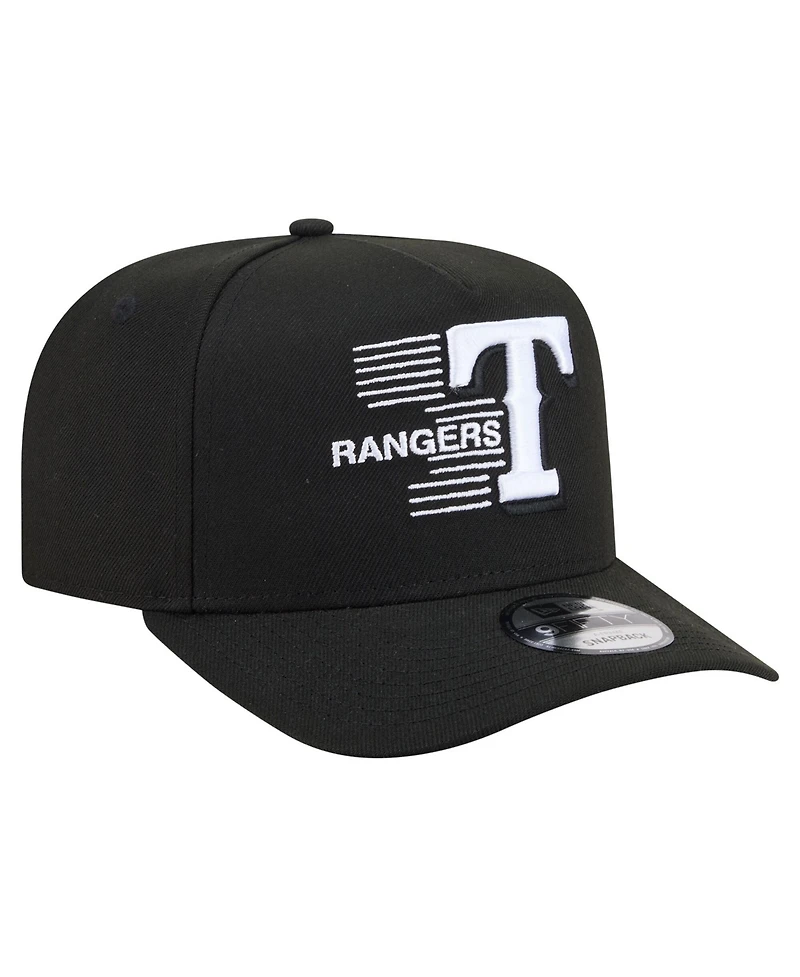 New Era Men's Black Texas Rangers Motion A-Frame 9FIFTY Snapback Hat