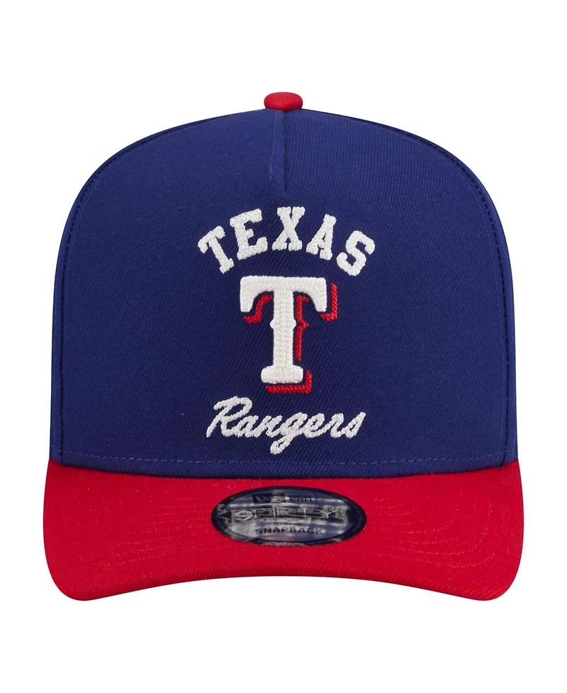 New Era Men's Royal/Red Texas Rangers Arched A-Frame 9FIFTY Adjustable Hat