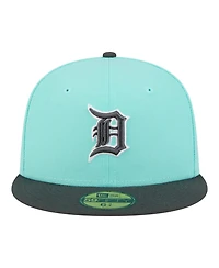 New Era Men's Turquoise/Charcoal Detroit Tigers Two-Tone Color Pack 59FIFTY Fitted Hat