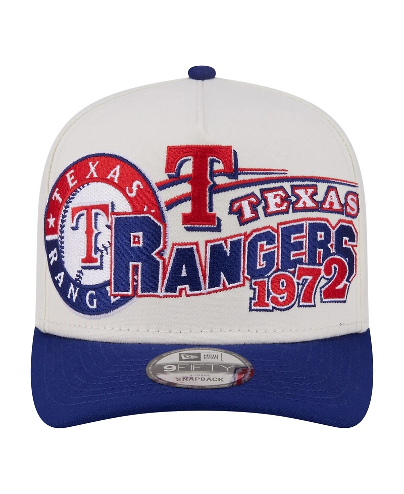 New Era Men's Cream/Royal Texas Rangers Classic A-Frame 9FIFTY Snapback Hat