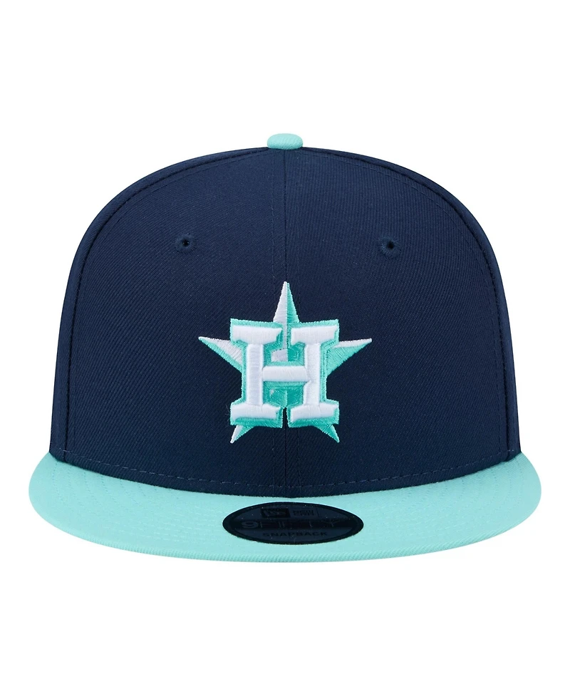 New Era Men's Navy/Turquoise Houston Astros Two-Tone Color Pack 9FIFTY Snapback Hat