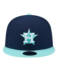 New Era Men's Navy/Turquoise Houston Astros Two-Tone Color Pack 9FIFTY Snapback Hat
