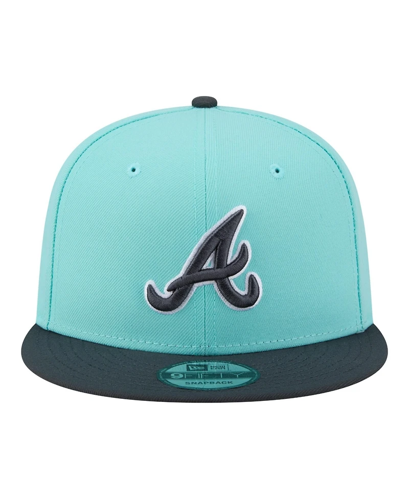New Era Men's Turquoise/Charcoal Atlanta Braves Two-Tone Color Pack 9FIFTY Snapback Hat