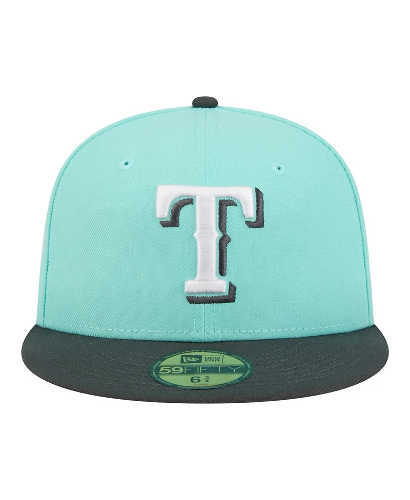 New Era Men's Turquoise/Charcoal Texas Rangers Two-Tone Color Pack 59FIFTY Fitted Hat