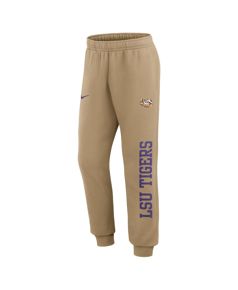 Nike Men's Beige Lsu Tigers Primetime Club Fleece Joggers