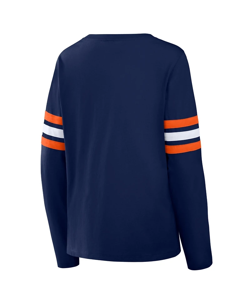 Fanatics Women's Navy Denver Broncos Team First Coverage Scheme Lace-Up Long Sleeve T-Shirt