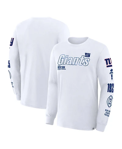 Fanatics Men's White New York Giants Checkdown Pass Long Sleeve T-Shirt
