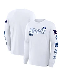 Fanatics Men's White New York Giants Checkdown Pass Long Sleeve T-Shirt