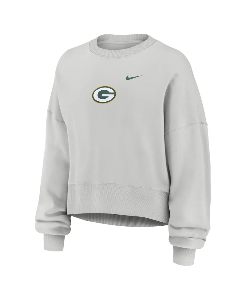 Nike Women's Gray Green Bay Packers Oversized Primetime Phoenix Fleece Sweatshirt
