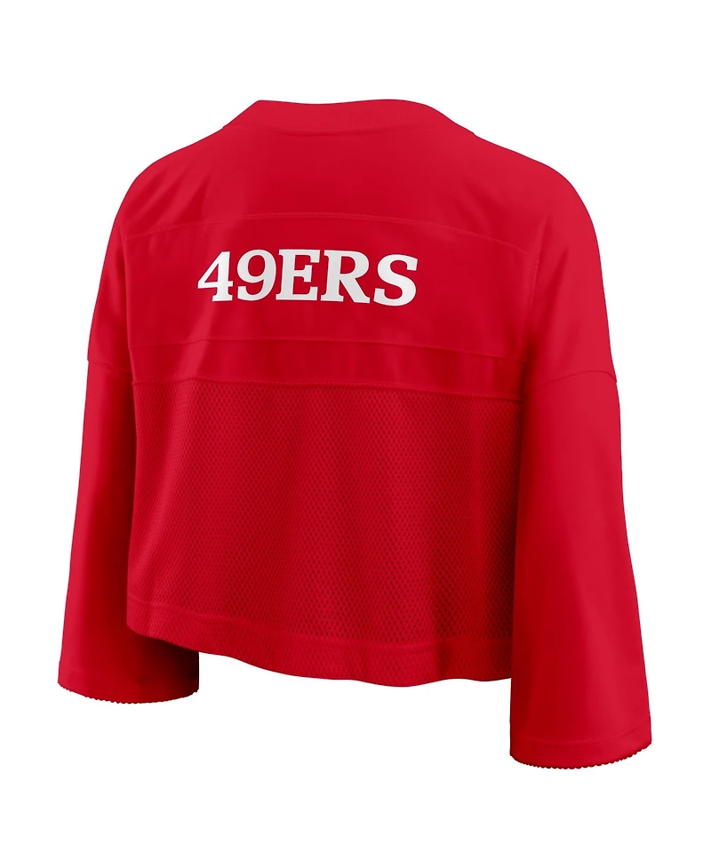 Nike Women's Scarlet San Francisco 49ers Rewind Cropped Mesh Dri-fit Fashion Jersey