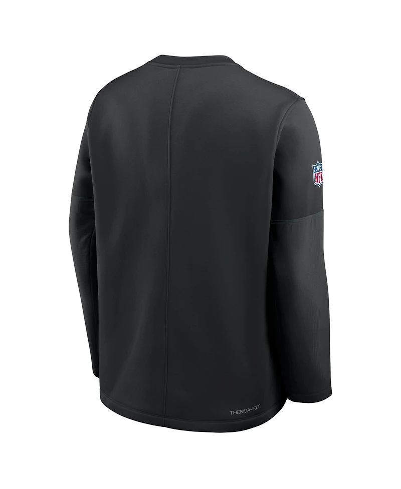 Nike Men's Black New York Jets Sideline Coaches Team Present Midweight Therma-fit Sweatshirt