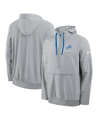 Nike Men's Silver Detroit Lions Sideline Logo Glory Anorak Half-Zip Hoodie