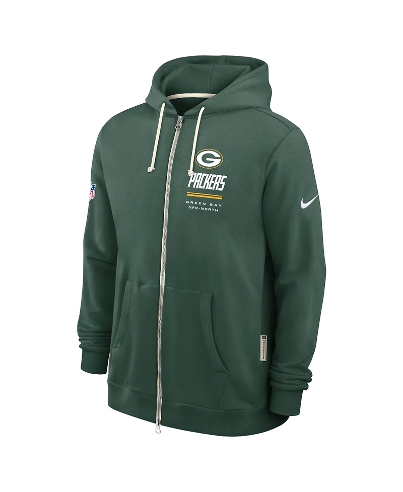 Nike Men's Green Bay Packers Sideline Standard Issue Quarterback Scramble Dri-fit Full-Zip Hoodie