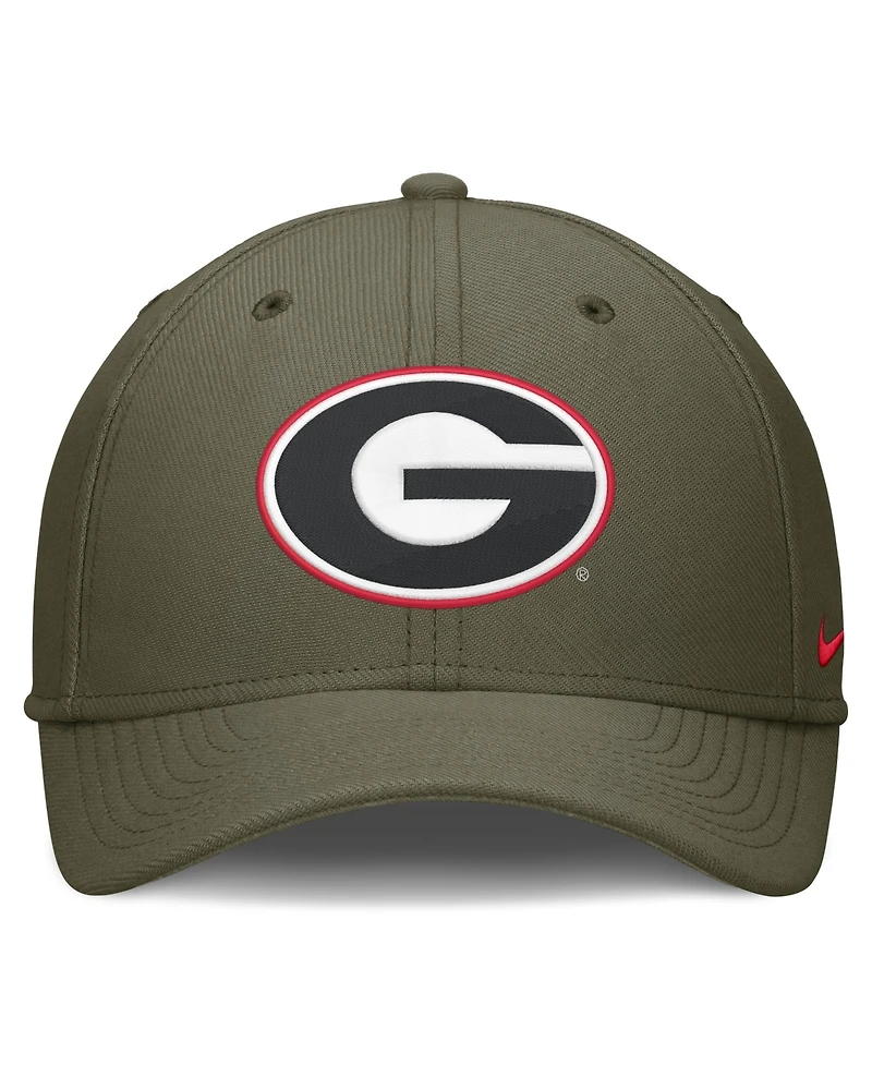 Nike Men's Olive Georgia Bulldogs Primetime SwooshFlex Dri-fit Hat