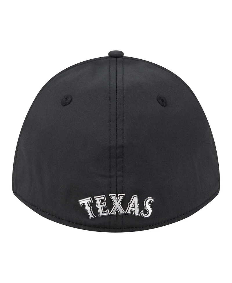 New Era Men's Black Texas Rangers Metallic 39THIRTY M-Crown Flex Hat