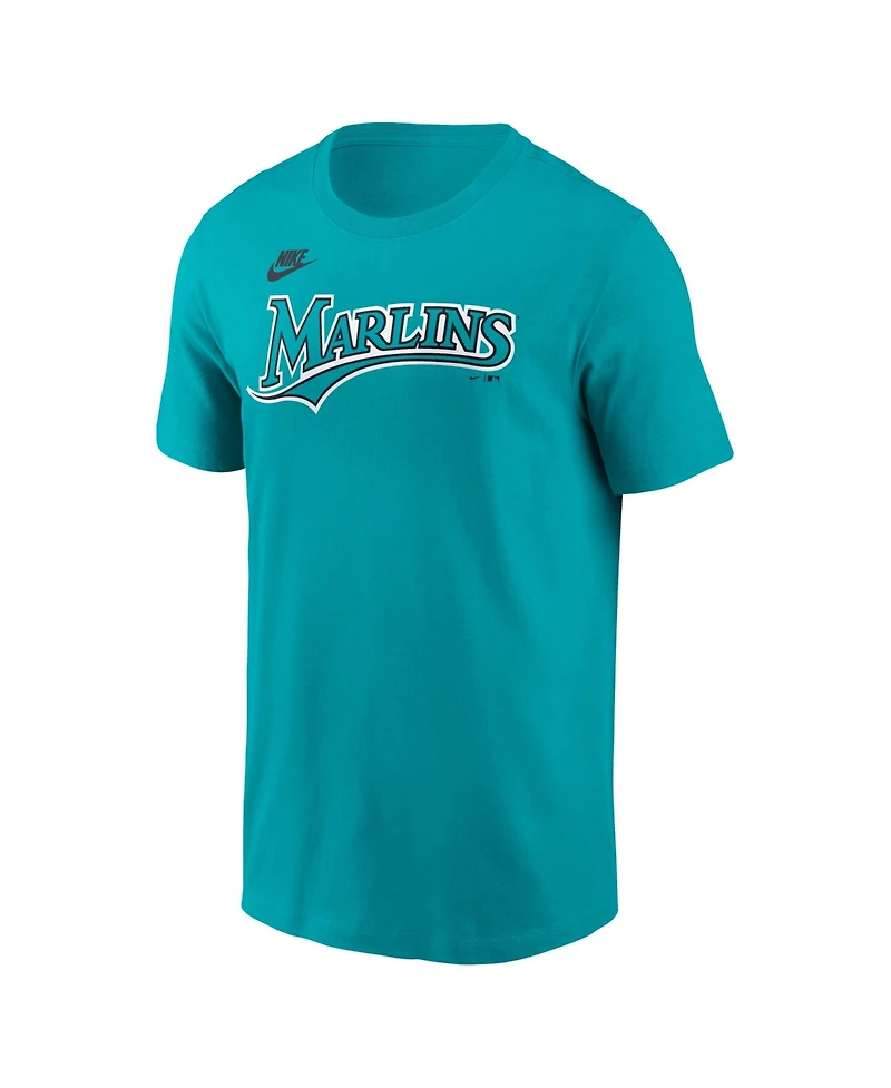 Nike Men's Teal Florida Marlins Cooperstown Wordmark T-Shirt