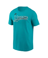 Nike Men's Teal Florida Marlins Cooperstown Wordmark T-Shirt