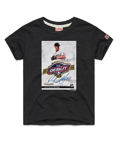 Homage Big Boys and Girls Paul Skenes Charcoal Pittsburgh Pirates Topps Baseball Card Tri-Blend T-Shirt