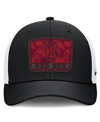 Nike Men's Black/White Boston Red Sox Camo Rise Trucker Dri-fit Adjustable Hat