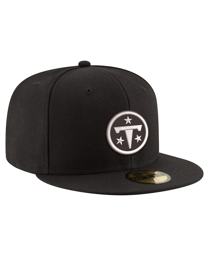 New Era Men's Black Tennessee Titans White 59FIFTY Fitted Hat