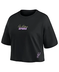 Fanatics Women's Victor Wembanyama Black San Antonio Spurs Name & Number Cropped Top