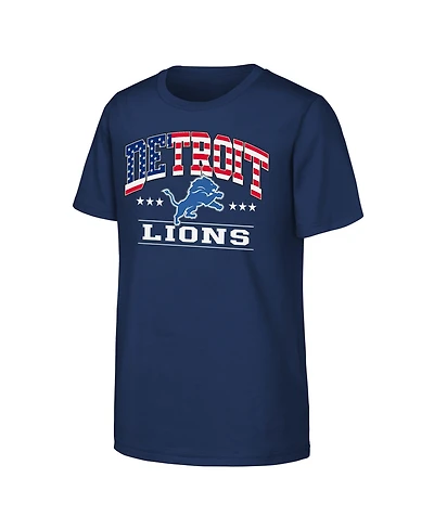 Nfl Big Boys and Girls Navy Detroit Lions Americana Arch T-Shirt