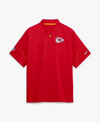 Nike Men's Red Kansas City Chiefs Sideline Short Sleeve Quarter-Zip Coaches Jacket