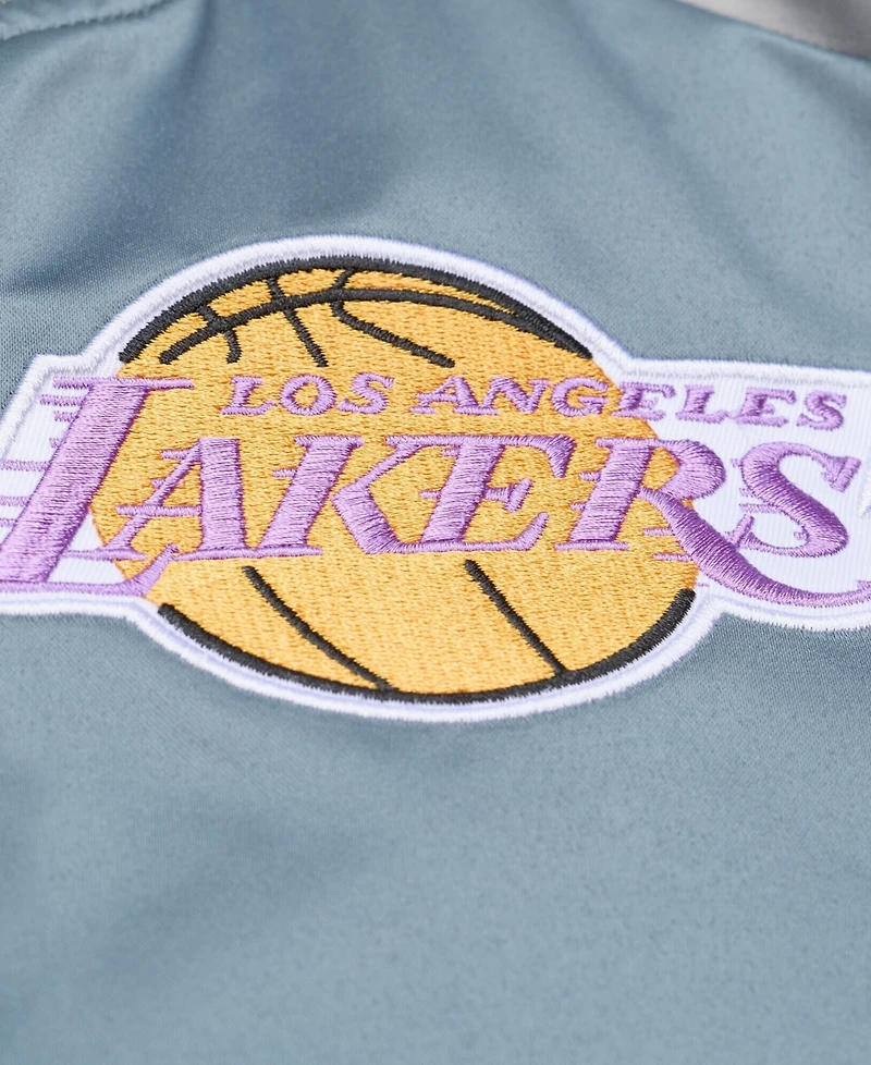Mitchell & Ness Men's Blue/Silver Los Angeles Lakers Thunderstorm Lightweight Satin Full-Snap Jacket