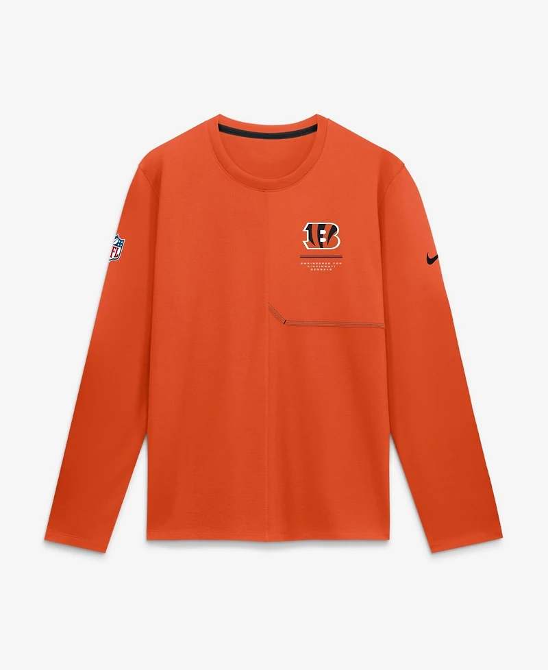 Nike Men's Orange Cincinnati Bengals Sideline Coaches Uv Dri-fit Long Sleeve Shirt