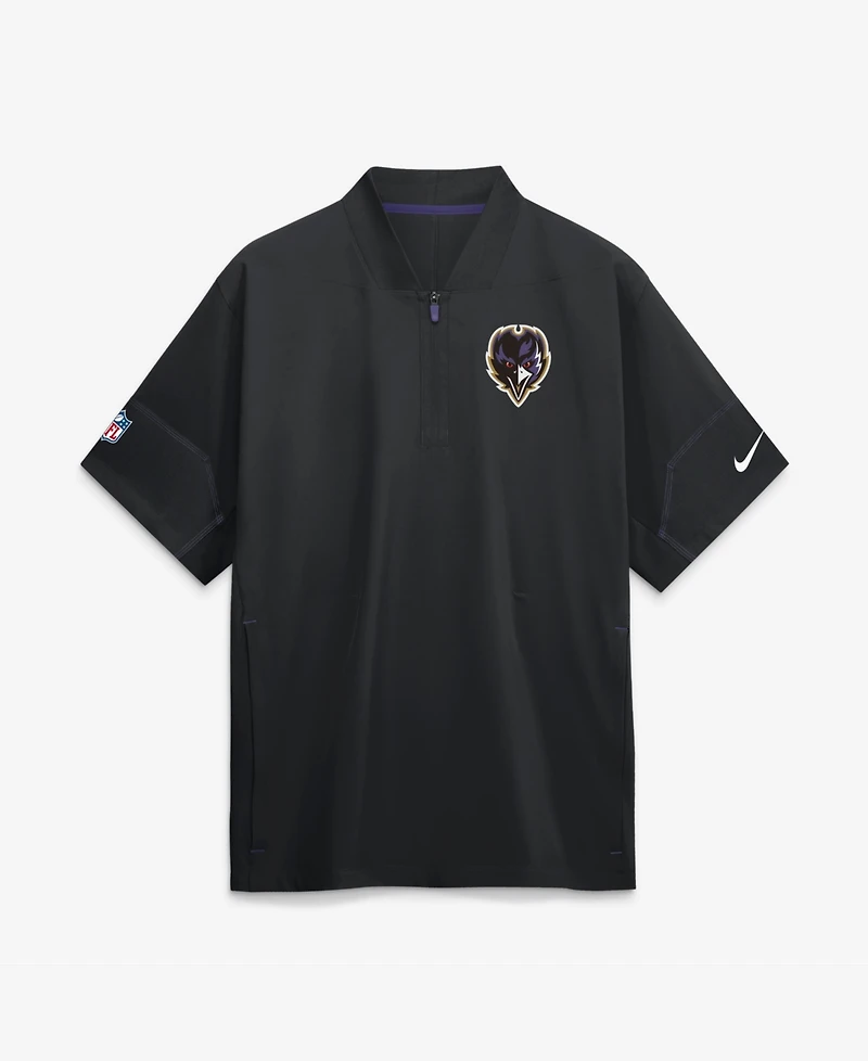 Nike Men's Black Baltimore Ravens Sideline Short Sleeve Quarter-Zip Coaches Jacket