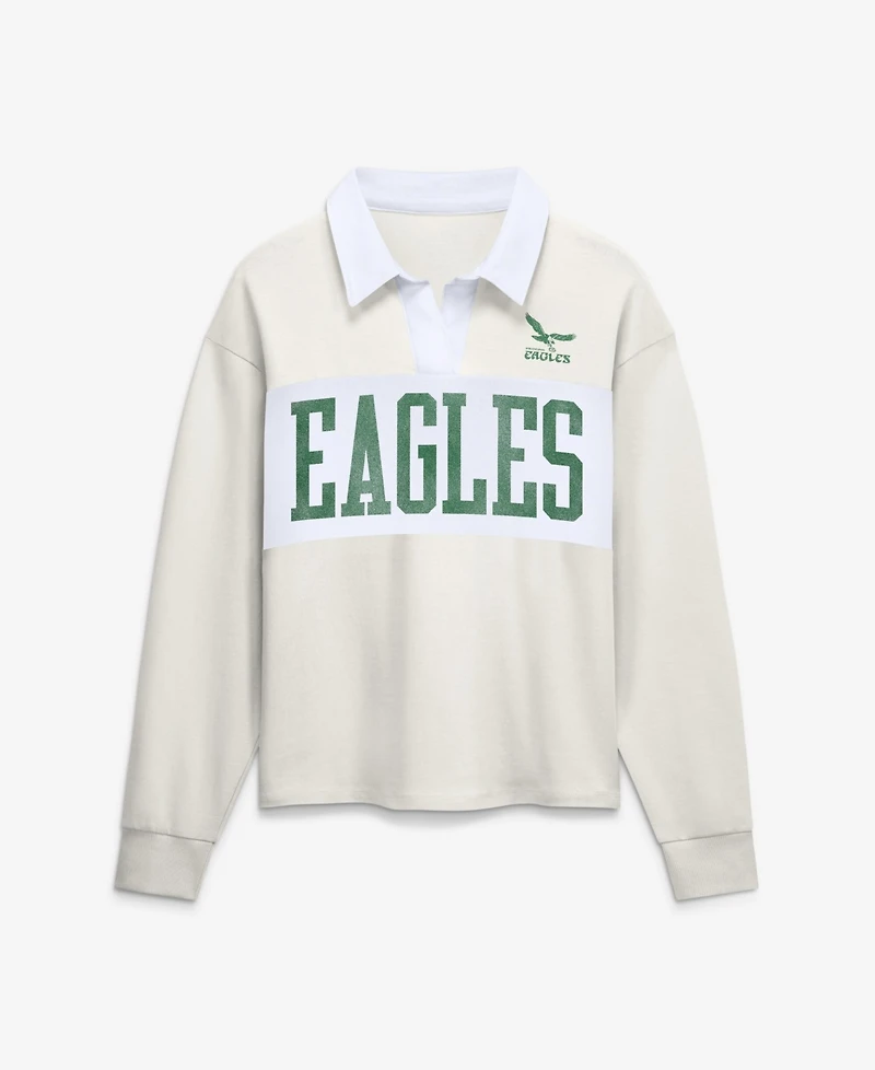 Fanatics Women's Cream Philadelphia Eagles Heritage Play Action Rugby Long Sleeve Polo