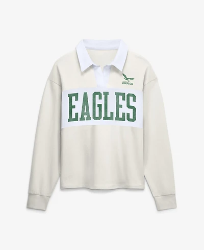 Fanatics Women's Cream Philadelphia Eagles Heritage Play Action Rugby Long Sleeve Polo