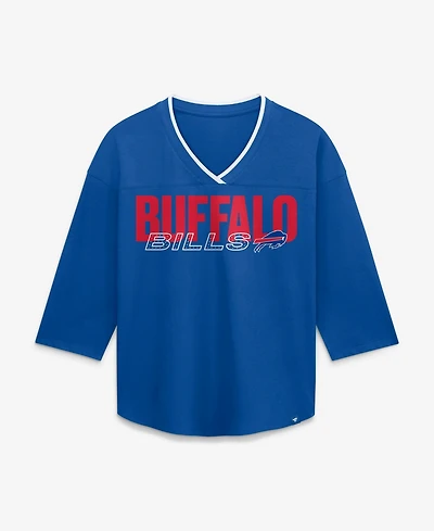 Fanatics Women's Royal Buffalo Bills Team First Deceptive Juke 3/4-Sleeve V-Neck T-Shirt