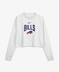 Nike Women's White Buffalo Bills Loose Fit Crop Top