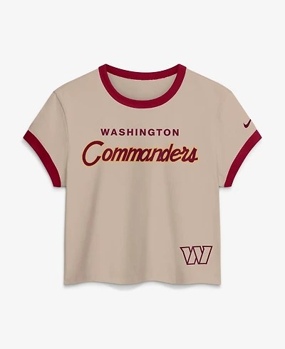 Nike Women's Cream Washington Commanders Rewind Ringer Mod Cropped T-Shirt