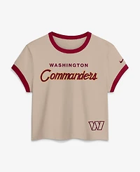 Nike Women's Cream Washington Commanders Rewind Ringer Mod Cropped T-Shirt