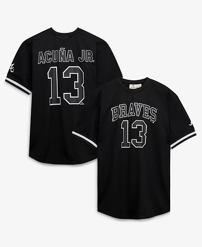 Fanatics Men's Ronald Acuna Jr. Black/White Atlanta Braves Big & Tall Heavyweight Mesh Jersey