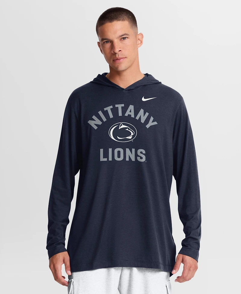 Nike Men's Navy Penn State Nittany Lions Primetime Arch Tri-Blend Dri-fit Long Sleeve Hooded T-Shirt