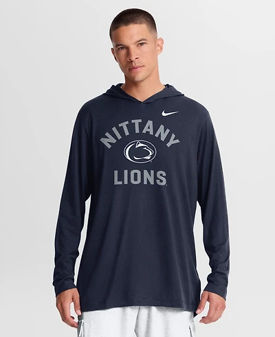 Nike Men's Navy Penn State Nittany Lions Primetime Arch Tri-Blend Dri-fit Long Sleeve Hooded T-Shirt