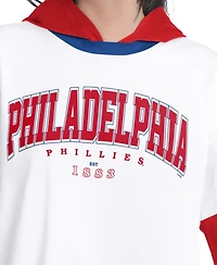 G-iii 4Her by Carl Banks Women's White/Red Philadelphia Phillies Key Player Oversized Hooded Long Sleeve T-Shirt