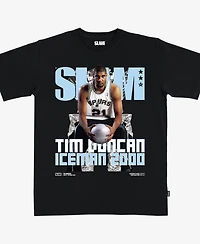 Slam Men's and Women's Tim Duncan Black San Antonio Spurs Hardwood Classics Cover T-Shirt