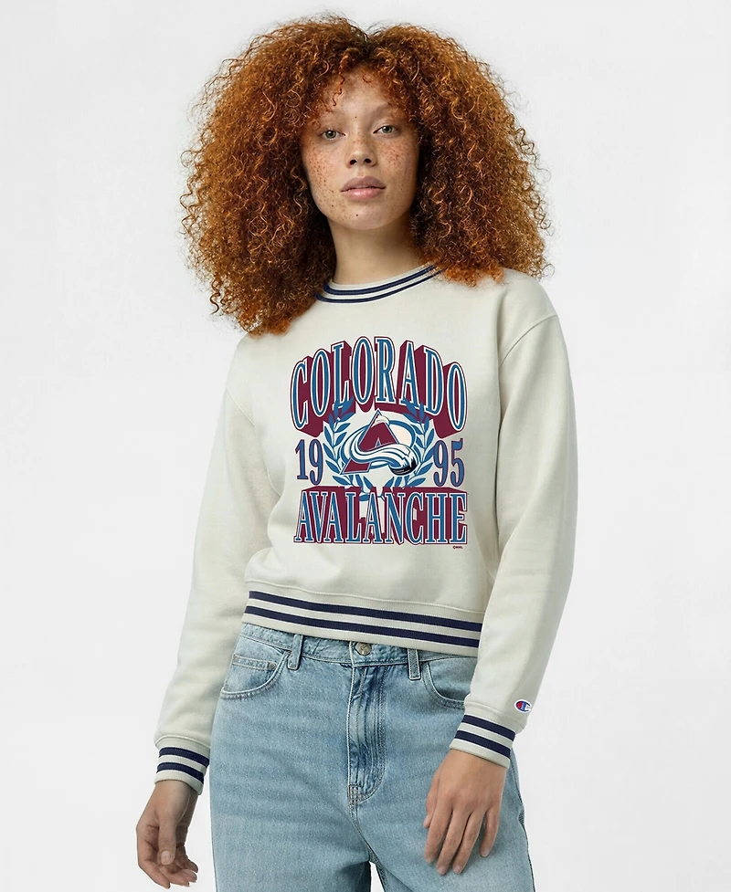Champion Women's Cream Colorado Avalanche Bold Laurels Reverse Weave Yarn Crewneck Sweatshirt