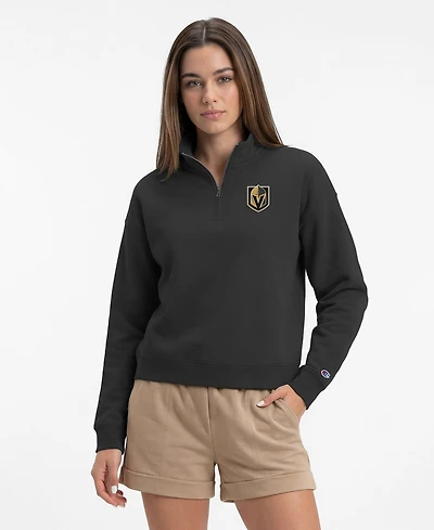 Champion Women's Black Vegas Golden Knights Power Blend Quarter-Zip Sweatshirt