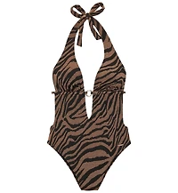 Lascana Women's O-Ring Zebra Print One Piece Swimsuit Bra Sizing