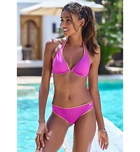 Lascana Women's Metallic Trim Halter Bikini Swimsuit Top Bra Sizing