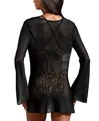 Cupshe Women's Serene Breeze V-Neck Long-Sleeve Sheer Cover-Up and Bikini Set