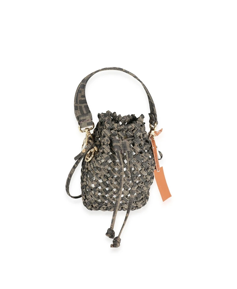 Pre-Owned Fendi Brown Jacquard Interlace Canvas Mini Mon Tresor