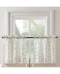 No. 918 Jacqueline Tonal Floral Puff Print Semi-Sheer Rod Pocket Kitchen Curtain Tier Pair