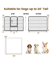 Hongge 16-Panel Metal Dog Playpen 24 in with Lockable Door and Customizable Configurations